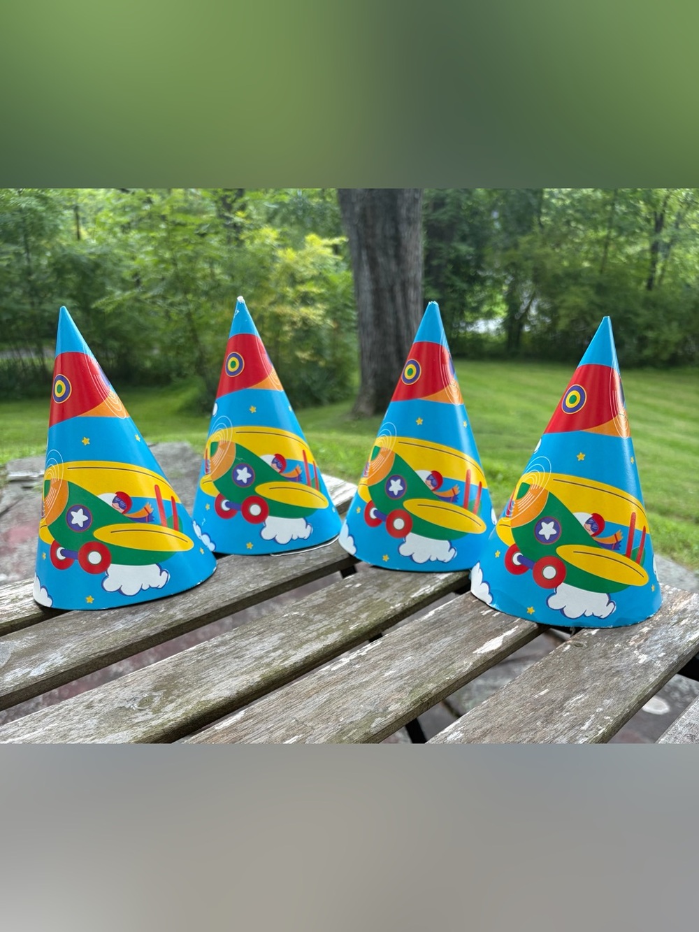 4 Vintage Airplane Biplane Jet Helicopter Aviation Party Hats